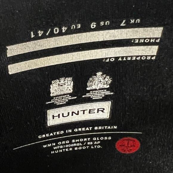 Hunter Original Short Black Gloss Waterproof Rain Boots Comfortable Black Size 9 - Picture 11 of 13